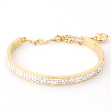 Ladies Hot Sale Heart Shape Pendant Silver Gold Jewelry Stainless Steel Jewelry Steel Ball Diamond Bracelet Bangles